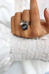 Bague martelée ajustable argent ou or